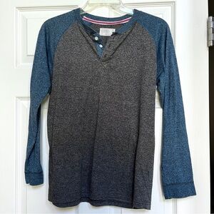 Free Planet Charcoal & Navy Long Sleeve Henley – Boys 14/16 – NWOT